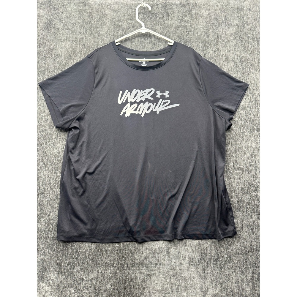Under Armour UA Velocity Gradient Wordmark T Shirt Womens 3X Black Quick Drying